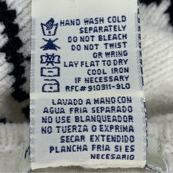 XL Vintage White Stag White And Black Geometric Print 90s Sweater V Neck Stretch - Picture 8 of 8